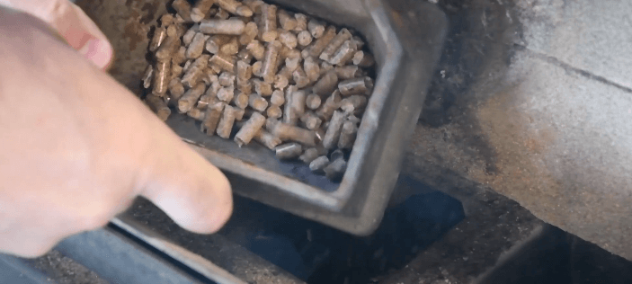 wood pellets inside burn pot